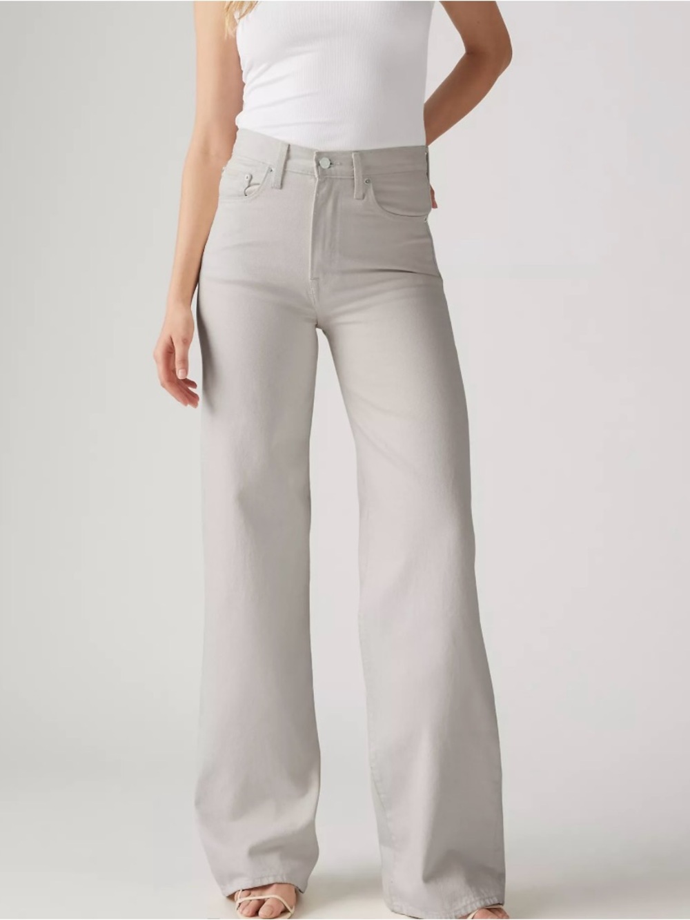 Levi’s Ribcage High-Waist Wide Leg Jeans - Beige Lightweight Linen